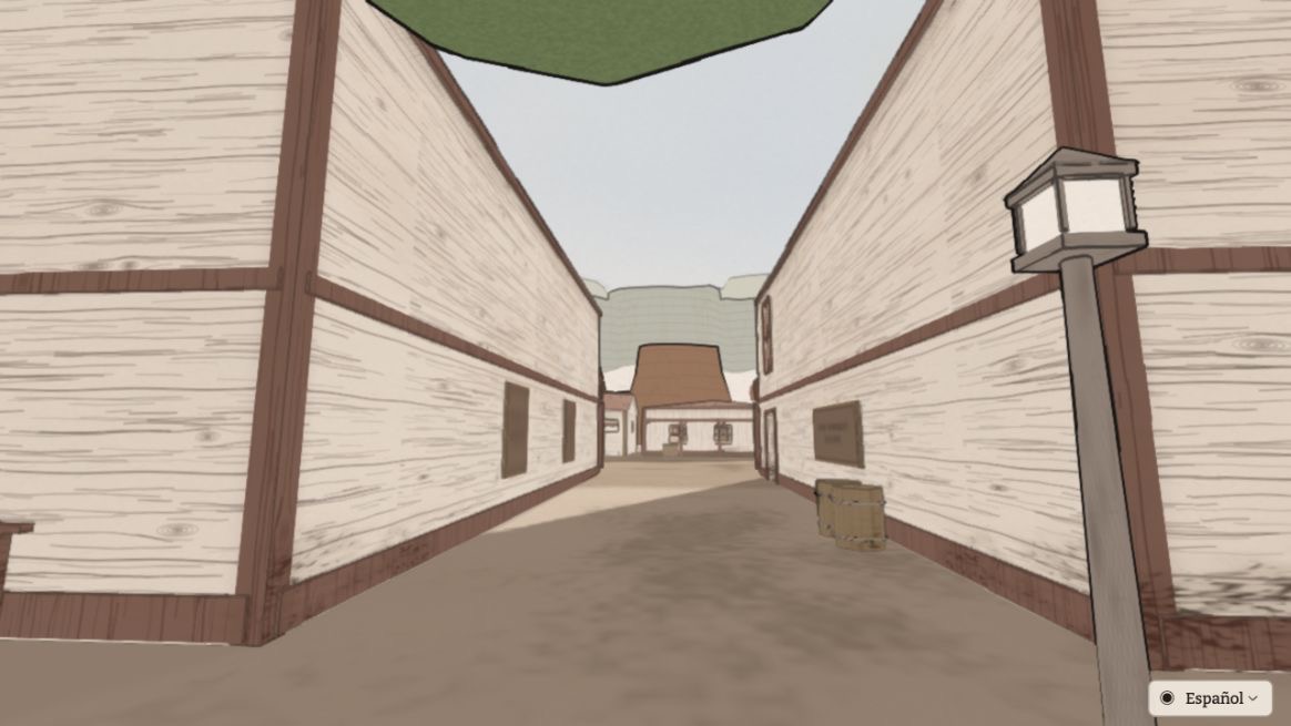 A wooden frontier alley.
